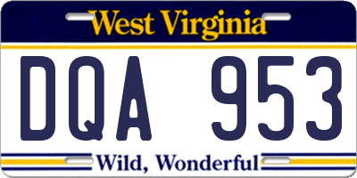 WV license plate DQA953