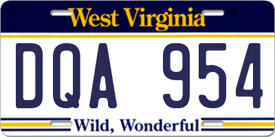WV license plate DQA954