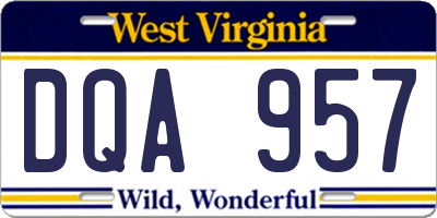 WV license plate DQA957
