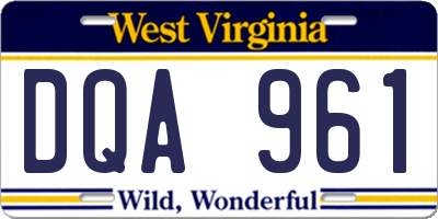 WV license plate DQA961