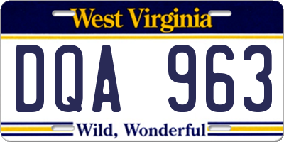 WV license plate DQA963