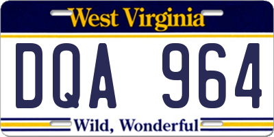 WV license plate DQA964