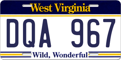 WV license plate DQA967
