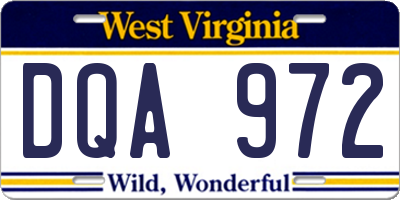 WV license plate DQA972