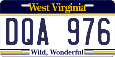 WV license plate DQA976