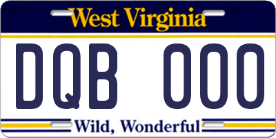 WV license plate DQB000