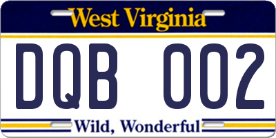 WV license plate DQB002