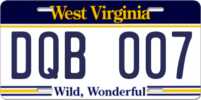 WV license plate DQB007