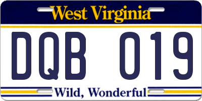 WV license plate DQB019