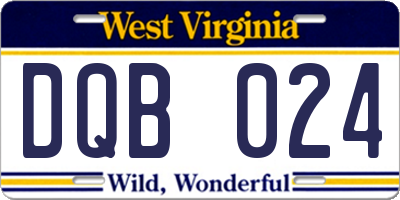 WV license plate DQB024