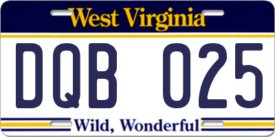 WV license plate DQB025