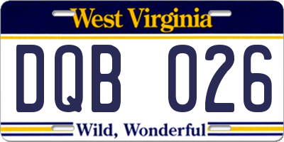 WV license plate DQB026