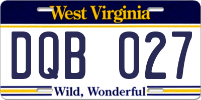 WV license plate DQB027