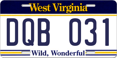 WV license plate DQB031