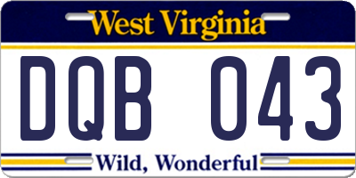WV license plate DQB043