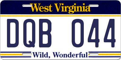 WV license plate DQB044