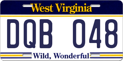 WV license plate DQB048