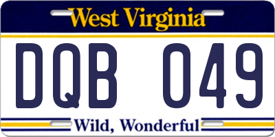 WV license plate DQB049