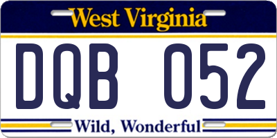 WV license plate DQB052