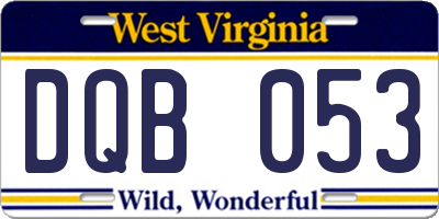 WV license plate DQB053