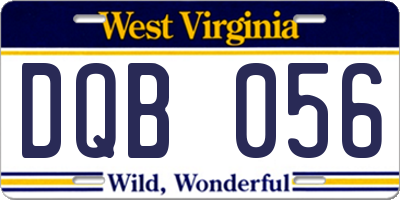 WV license plate DQB056