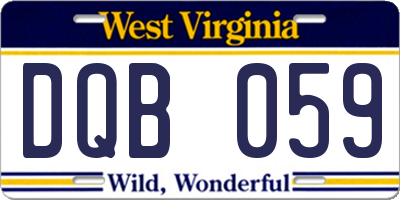 WV license plate DQB059