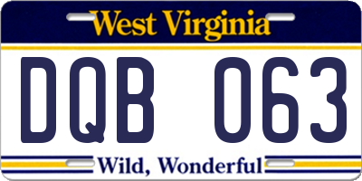 WV license plate DQB063