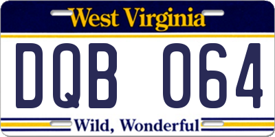 WV license plate DQB064