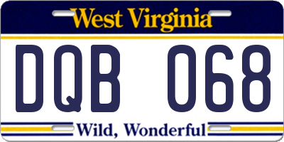 WV license plate DQB068