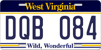 WV license plate DQB084