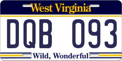 WV license plate DQB093