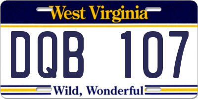 WV license plate DQB107
