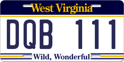 WV license plate DQB111