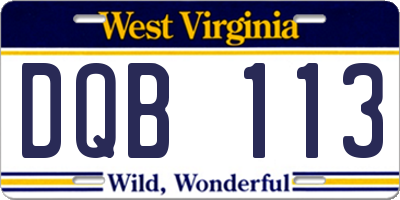 WV license plate DQB113