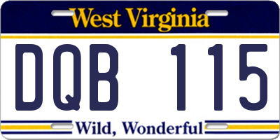 WV license plate DQB115
