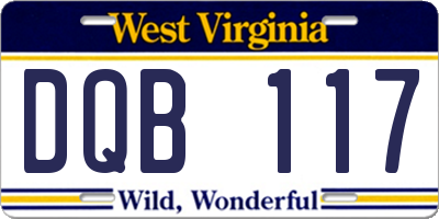 WV license plate DQB117