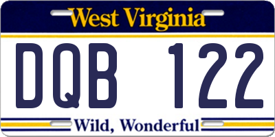 WV license plate DQB122