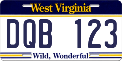 WV license plate DQB123