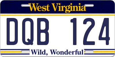WV license plate DQB124