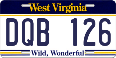 WV license plate DQB126