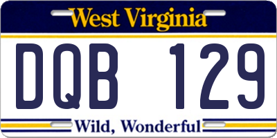WV license plate DQB129