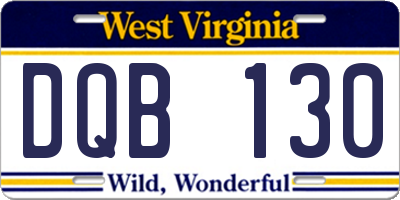 WV license plate DQB130