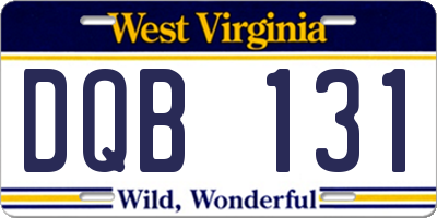 WV license plate DQB131