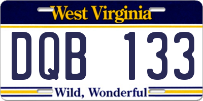 WV license plate DQB133