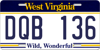 WV license plate DQB136