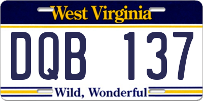WV license plate DQB137