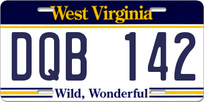 WV license plate DQB142