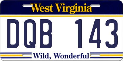 WV license plate DQB143