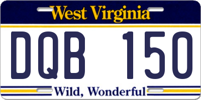 WV license plate DQB150