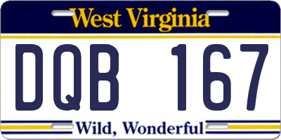 WV license plate DQB167